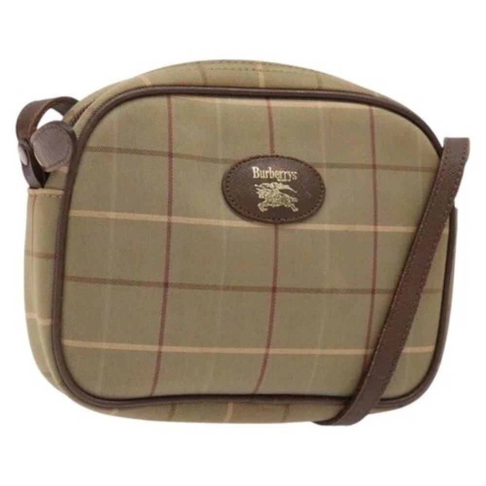 Burberrys Nova Check Shoulder Bag Canvas Beige Gold Auth ep9949